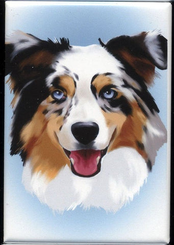 Australian Shepherd cute dog art magnet