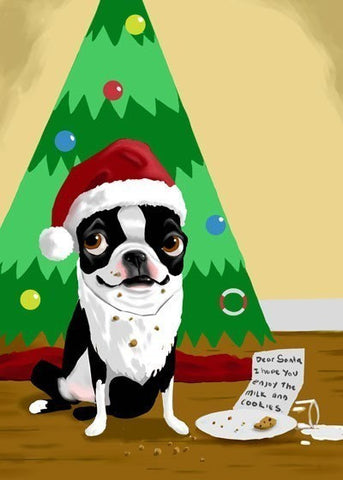 boston terrier gift, Boston Terrier holiday Christmas print, boston terrier wall art print, boston terrier dog art gift, dog art
