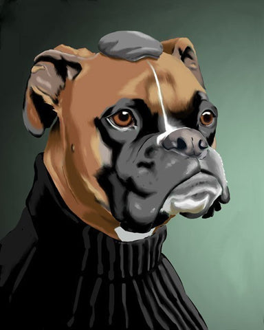 Boxer dog gift, BOXER  art print by Brian Rubenacker, boxer wall art print, boxer dog art