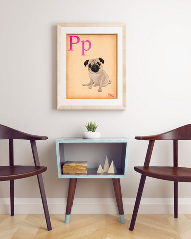 Pug gift, Pug art, pug print, pug wall decor, Cute Pug Dog Art Print,pug flash card, pug wall art print