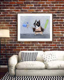 Boston Terrier gift, Jedi Terrier, Boston Terrier Dog Art Print, Boston Terrier decor, Star Wars dog art