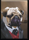 Pug Gentleman dog art magnet, pug gift, pug art, pug dog art magnet