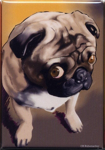 Pug gift, Pug art, Cute Little Pug Magnet dog art