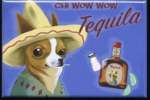Chihuahua gift, Chihuahua Tequila Label Dog Art Magnet, Chihuahua fridge magnet, Chihuahua art