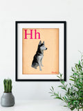 Husky gift, Dogs A-Z, Husky art, Husky wall art print, wall decor, dog art print