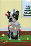Boston Terrier gift, Boston Terrier Christmas Dog Art Magnet, boston terrier art, boston terrier magnet, boston terrier decor