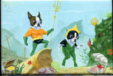Boston terrier gift Aquaman, Aqua Terrier - Boston Terrier dog art magnet, boston terrier superhero