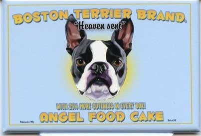 Boston Terrier Angel Food Dog Art Magnet, boston terrier gift, boston terrier art magnet, kitchen decor