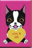 boston terrier gift, Boston Terrier Love dog art magnet, boston terrier refrigerator magnet, valentines heart magnet