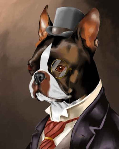 Boston Terrier gift wall art print, American Gentleman - Boston Terrier  Art Print non-smoking