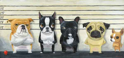 Boston terrier gift, The Line Up - Boston Terrier dog art print, Boston terrier wall decor, pug, French bulldog art