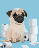 Pug gift, Pug art, pug print, pug wall decor, Cute Pug Dog Art Print, pug toilet paper, bathroom print, pug mom, pug lover