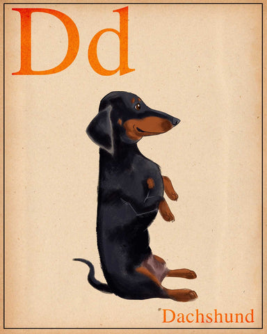 Dachshund art print, dachshund flash card print- Dachshund dog art, dachshund gift, wall decor, home decor, dachshund lover art