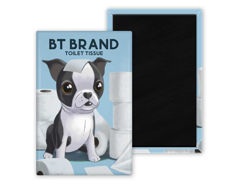 Boston Terrier magnet, boston terrier gift, wash hands, boston terrier lover, powder room, bathroom, kitchen fridge mag, bt toilet tissue