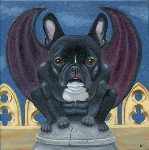 French Bulldog gift, Frenchie Gargoyle Dog Art PRINT, French Bulldog art, French Bulldog wall decor
