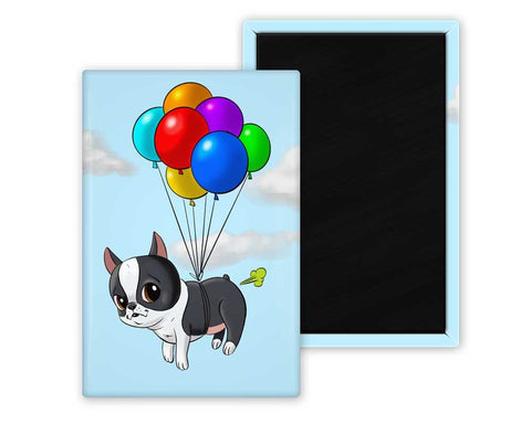 Boston Terrier gift, Boston Terrier floating with balloons magnet, Boston terrier art, boston terrier decor,dog magnet, dog art gift, fart