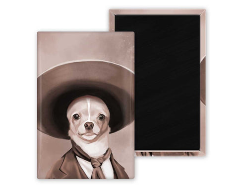 Chihuahua gift, Chihuahua cowboy Dog Art Magnet, Chihuahua fridge magnet, Chihuahua art, old west