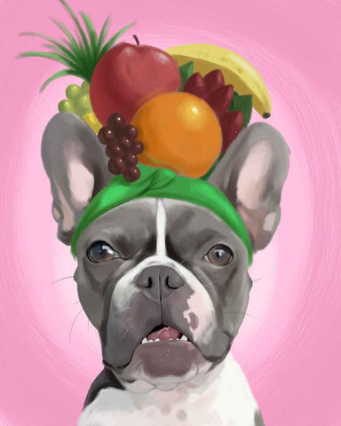 French Bulldog gift, French Bulldog Art Print, french bulldog wall art print, frenchie art, dog art print, fruit hat frenchie