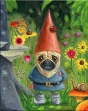 Pug art print, Mr. and Mrs. Pug Gnome SET, Pug gift wall art prints, pug wall home decor, pug gift, Gnome art gift