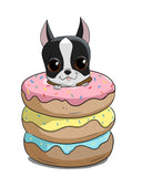 Boston terrier girt, boston terrier art, dog art print, Boston terrier wall art PRINT, Boston terrier decor, boston terrier donuts