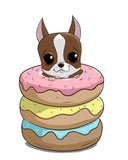 Boston terrier girt, boston terrier art, dog art print, Boston terrier wall art PRINT, Boston terrier decor, boston terrier donuts