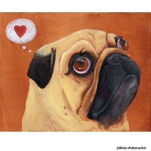 Pug gift, pug dog art, Pug Heart print, pug home and wall decor, I love pugs, Pug wall art