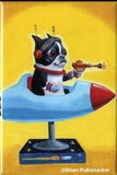 Boston Terrier Space Rocket -  Dog Art Magnet, boston terrier gift, boston terrier magnet