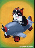 Boston terrier gift, Boston Terrier in Pedal Plane dog art magnet, boston terrier magnet, boston terrier decor