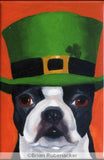 Boston Terrier gift, Irish Hat Cute Dog Art Magnet, boston terrier art , boston terrier decor, fridge magnet