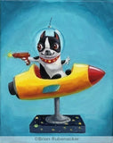 Space Rangers SET- Boston Terrier Print from oil painting, Boston terrier gift, Boston terrier wall decor
