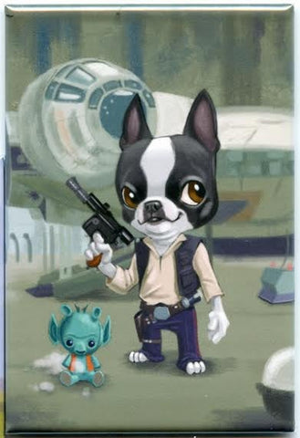 Han Solo Boston Terrier Dog aArt Magnet