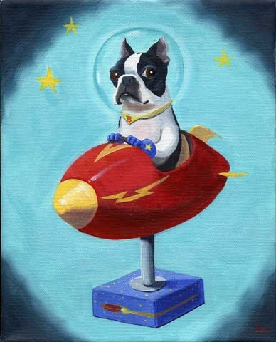 Canvas Boston Terrier in Space